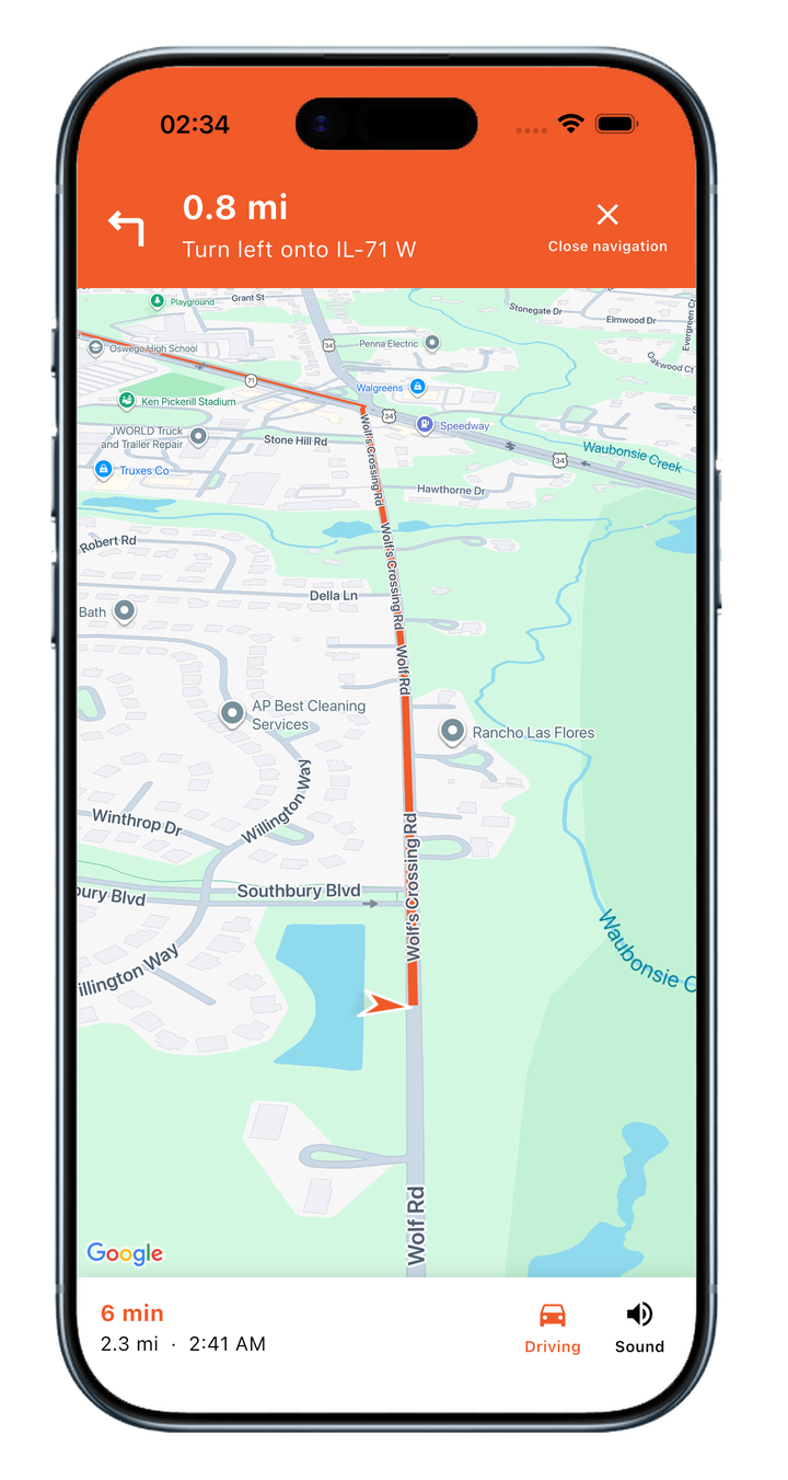 Turn-by-turn navigation to the contributor's polling station.
